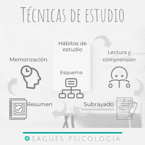 Interior técnicas de estudio calificaciones escolares Sagüés Psicología Oviedo